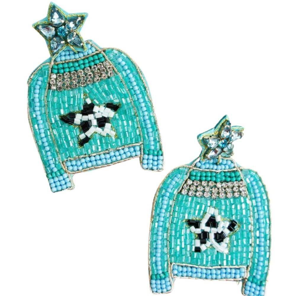 VIOLA Turquoise Seed Bead Sweater Earrings NWT